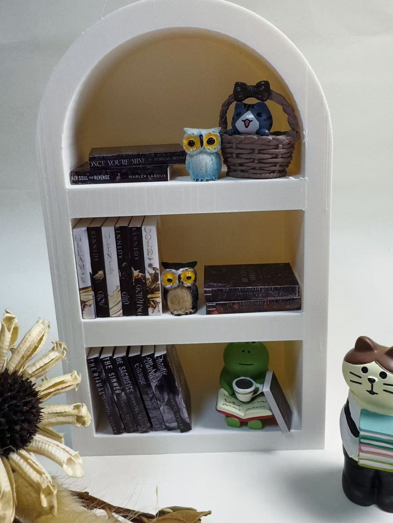 Arched Bookshelf with Mini Books(Includes random 5 small ornaments)